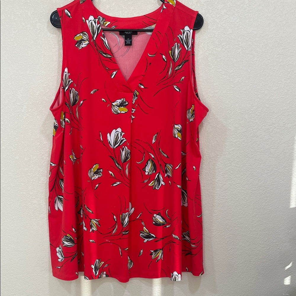 Alfani Red Floral Sleeveless Blouse